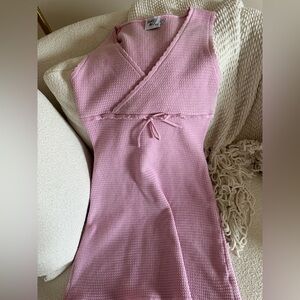Pink Knit Wrap-Style Sleeveless Dress